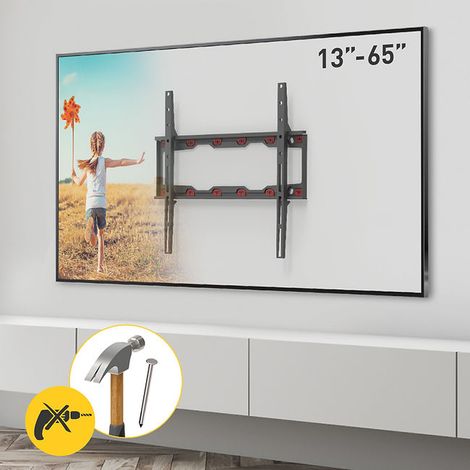 Supporto TV fisso slim fino a 65" - muri in legno-cartongesso - VESA 400x400 max 36kg (1/2)