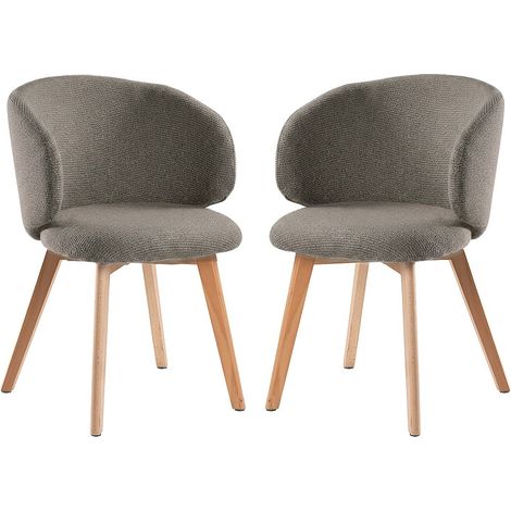 CALICOSY - Lot de 2 Chaises en tissu et pieds en hêtre H79 cm - SOLENE (1/5)