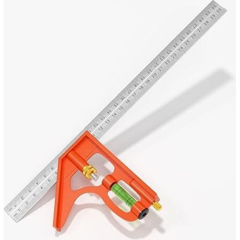 Équerre Combinée 300mm - Métrique - Équerre à Combinaison Universelle et Précise en Métal avec Butée et Outil de Traçage - Outil de Mesure Professionnel (1/5)