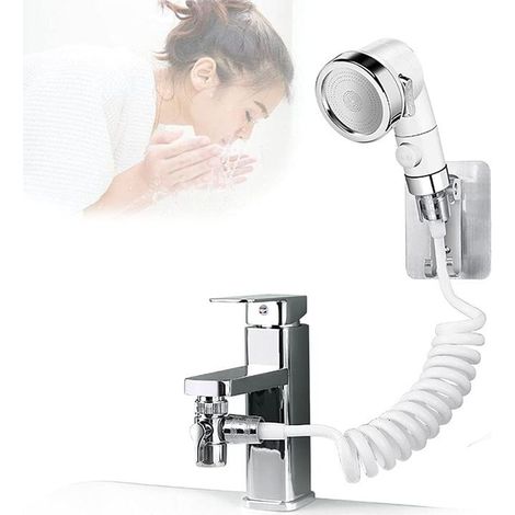 Mitigeur de lavabo Ensemble de douche pour lavabo, douche multifonctions, douchette à main, filtre pour robinet Convient pour lavabo ou lavabo propre Filetage intérieur 23-24mm Filetage extérieur 22mm (1/5)