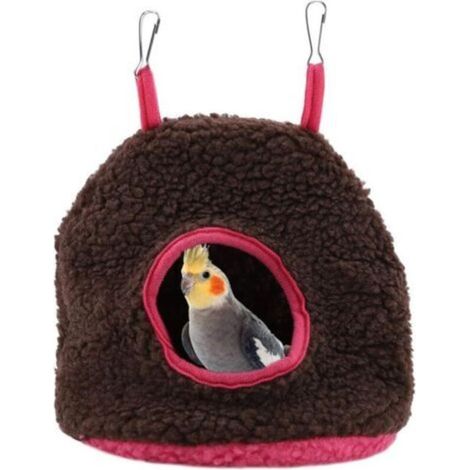 Hamac Oiseau, Nid perroquets Peluche Oiseaux lit de nid en Peluche Berbère Berbère en Molleton berçant pour Perroquet Perroquet Conures Macaw (S, marron) (1/5)