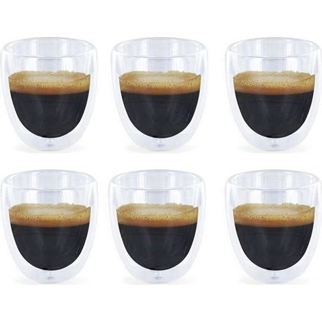 Verres à Expresso - Design - Double Paroi - 6 pièces - Verre - Compatible lave-vaisselle