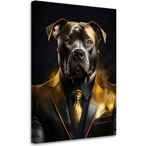 Quadro su tela, Cane Animali in giacca e cravatta - 80x120 (1/3)