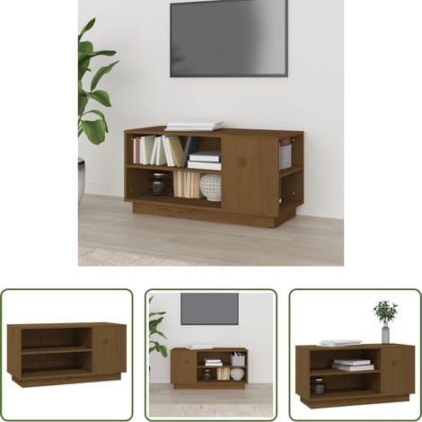 Fernsehschrank Holz - TV-Schrank Honigbraun 80x35x40,5 cm Massivholz Kiefer (1/5)
