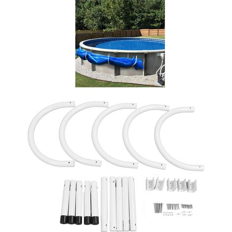 Enrouleur de bâche de piscine en aluminium – Support U-Shape 43 x 26 cm – Élévation hors sol – Installation rapide sans outil