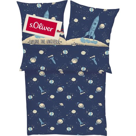 linge de lit rocket 135x200 cm linge de lit enfant satin bleu 100% coton astronaute et univers 2pcs linge de lit de housse de couette 135x200cm + taie d'oreiller 80x80cm fermeture éclair (1/5)