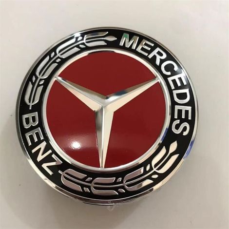 Cache-moyeu 75mm compatible Mercedes-Benz toutes séries – Capuchon centre de jante voiture, accessoire jante auto, remplacement cache roue, lot 4 pièces – Rouge