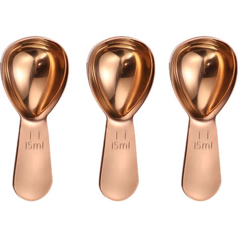Lot de 3 cuillères doseuses à café en acier inoxydable (15 ml) pour thé, café moulu et café en grains.