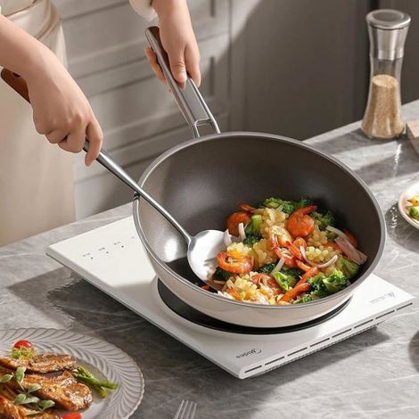 Spatule Wok - Acier Inoxydable - Poignée Bois Poire - 42,5 cm - Pour Cuisinière Et Wok - 1 Pièce (1/5)