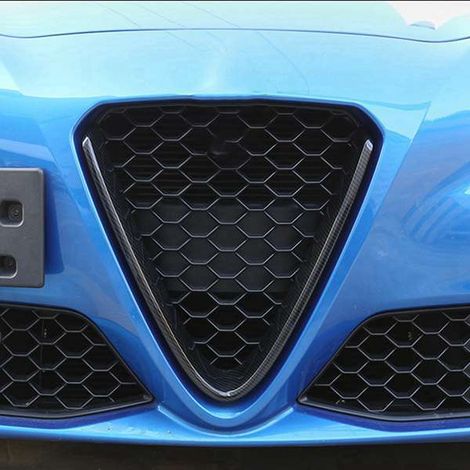 Ein V-förmiger Zierrahmen-Kühlergrill-Abdeckungsaufkleber aus Kohlefaser und schwarzem ABS für Auto-Außenzubehör. (1/4)