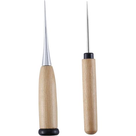 Lot de 2 poignées en Bois poinçon à Coudre poinçon perforateur kit poinçon Couture, poinçon Solide Outil pour Bricolage en Artisanat NPTERBL