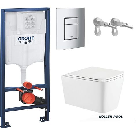 Bâti-support ROCA Duplo pack réservoir encastrable et plaque PL1 Blanc Brillant avec WC suspendu ROUND SMART Noir Mat Tornade 3.0 par KP (1/5)