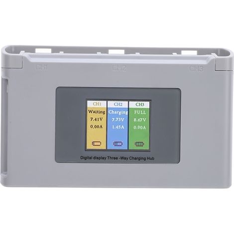 Station de charge pour 3 batteries de drone, en ABS antichoc, avec affichage numérique et port USB. (1/5)