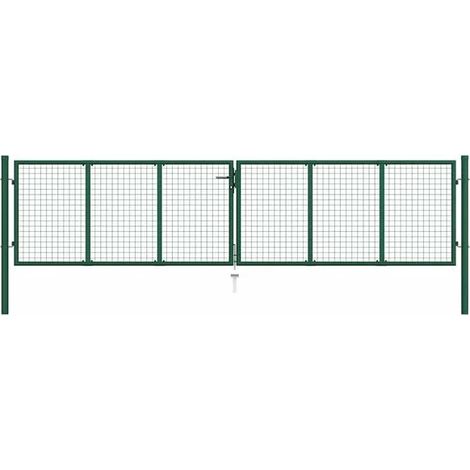 Portail de jardin en grillage vert, 400 x 75 cm