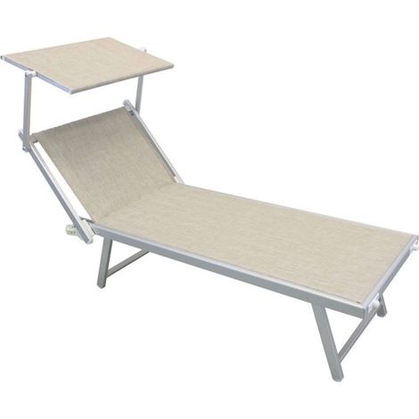 Tumbona de playa con respaldo y toldo ajustable beige mod.Bari (1/3)