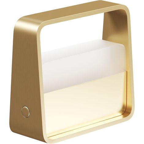 Lampada da Tavolo Portatile Bag 2W 180º Dimmable LED 3000K Oro Spazzolato, Batteria 3,5h Autonomia, Design Elegante IP20 - Beneito & Faure (1/5)