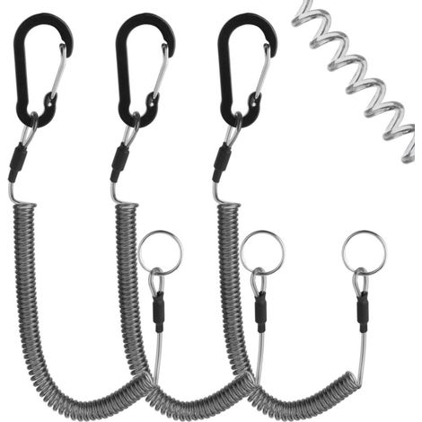 3er Pack einziehbare Sicherheitskabel, elastische Fischer-Spirallanyards, Camping Outdoor, Werkzeuge