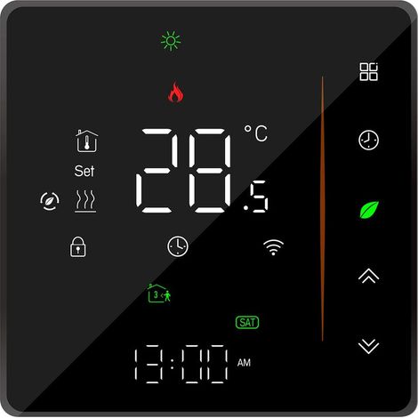 WiFi Thermostat - Underfloor Heating Thermostat - Supports App Control - Voice Control Compatible with Alexa/Google Home - for Hot Water Preparation (Black) (1/5)