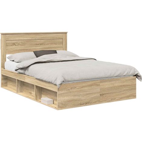 Bettrahmen Sonoma 140 x 190 cm Massives Kiefernholz vidaXL