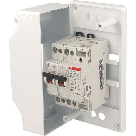 ABB – Coffret pour chauffe-eau avec contacteur 20A – 2 disjoncteurs DPN 2A et 16A – Tableau électrique GTL apparent (1/2)