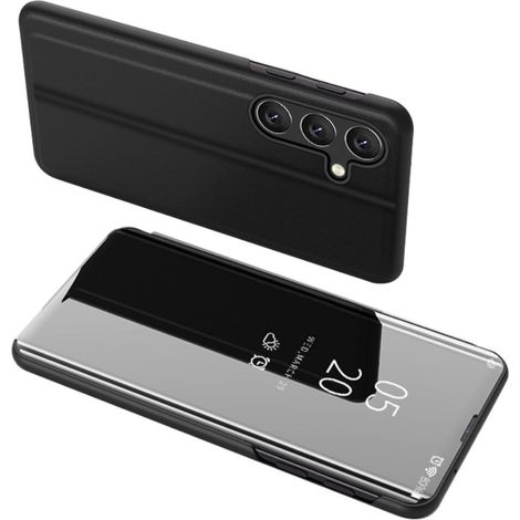 Custodia per Samsung Galaxy A15, Clear View, nera + vetro 9H (1/2)