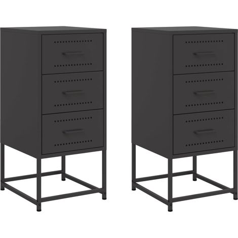 Maison Exclusive - Nachttische 2 Stk. Schwarz 36x39x78 cm Stahl