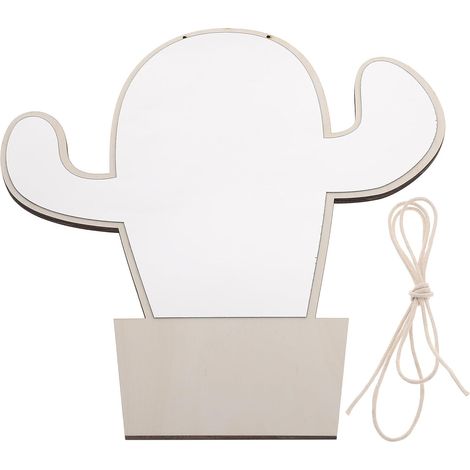 Miroir pour Garçon et Filles en Bois Forme Cactus Décoratif Incassable Couleur Kaki pour Chambre Bébé et Nursery Sûr et Clair (1/5)