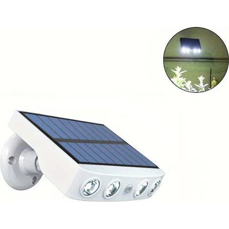 (Blanc - lumière blanche) 4 lampes solaires de sécurité puissantes à LED, avec détecteur de mouvement et 3 modes d'éclairage. Compatibles avec les éclairages de rue, muraux et de nuit, ainsi que les j (1/5)