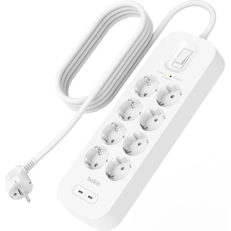 Belkin Connect ciabatta 8 prese bianca 2 USB-C 2m (1/5)