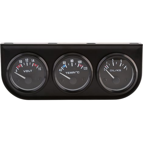 Manomètre triple 52 mm 3 en 1 avec capteur pour voiture et camion : voltmètre, thermomètre d'eau et manomètre de pression d'huile.