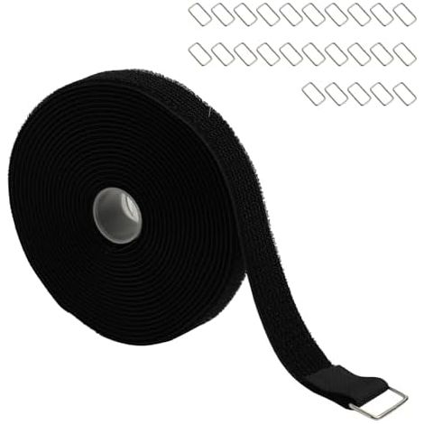 Sangles de Câble Réglables 5m x 2.5cm avec 25 Boucles, Attaches Réutilisables Noires,Serre-Câble Autoadhésifs Réutilisables, Bande Fixation à Crochet et Boucle pour Gestion des Câbles - (1/5)