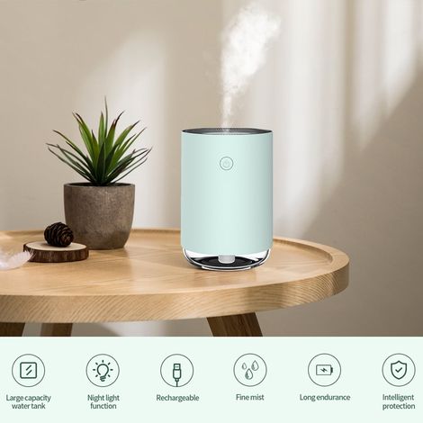 Amdohai Mini Humidificateur Portable 220ml, Brumisateur Froid USB avec Veilleuse, Silencieux pour Bureau, Chambre, Voyage (1/5)
