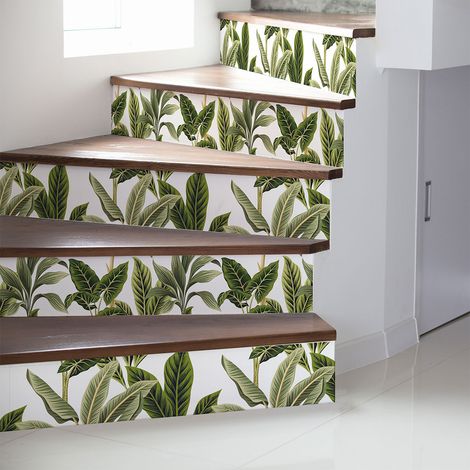 Stickers adhésifs escalier carrelages contremarche - TROPICAL CABO POLONIO - 2 bandes de 16x112cm (1/3)