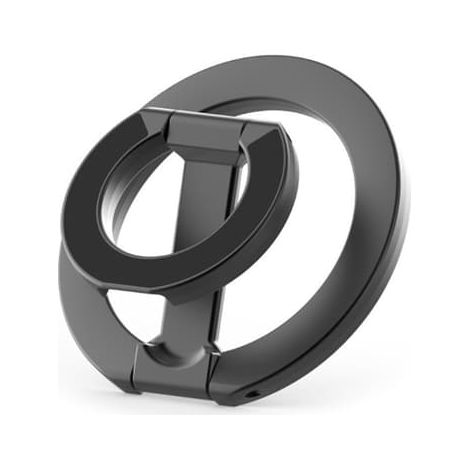 Support magnétique pour téléphone portable, anneau noir en alliage d'aluminium - aimant double face, rotation à 360°, pliable et portable, compatible avec les appareils MagSafe (1/5)