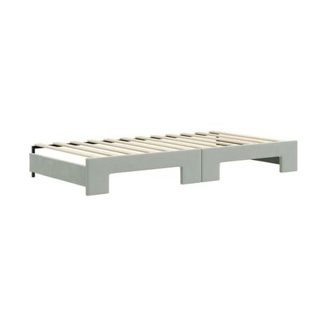 Méridienne gris clair (avec tiroirs), 100 × 200 cm, velours, lit, velours doux et confortable, rangement pratique intégré, idéal chambre à coucher, style moderne, montage simple (1/5)