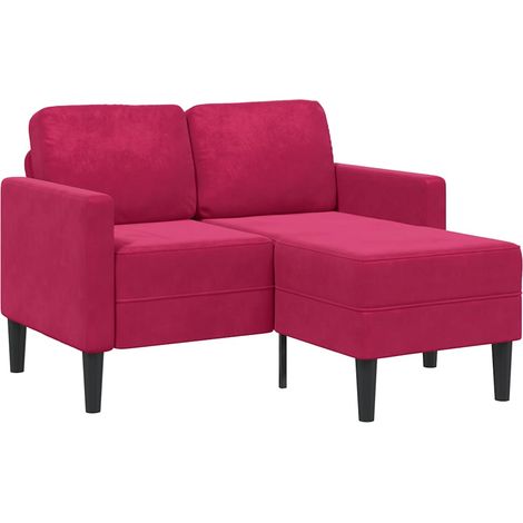 2-Sitzer-Sofa mit Chaiselongue L-Form Weinrot 125 cm Samt