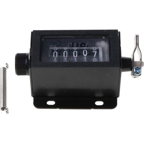 Compteur de comptage manuel à 5 chiffres D67-F Compteur de course de traction mécanique à 5 chiffres coque noire compteur de cercle numérique réinitialisable poinçonneuse clicker noir (1/5)
