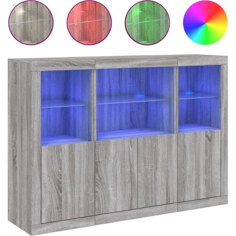 Maison Exclusive - Aparador con luz LED 3 pzas madera de ingenier (1/5)