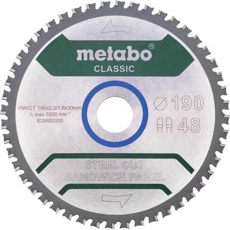 Hoja de sierra circular Metabo steel cut sandwich panel classic 190 mm 48 dientes