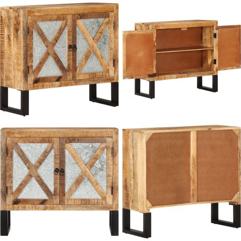 Buffet 80x30x71 cm bois de manguier brut massif et métal - Buffet - Meuble De Rangement - Commode - Armoire - Mobilier - Home & Living (1/5)