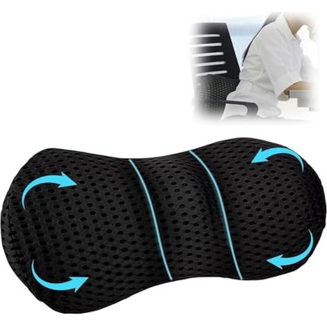 Coussin Lombaire, Support Lombaire pour Voiture, Coussin de Soutien Dorsal en Mousse à Mémoire de Forme, Coussin Dos Voiture, pour Se Reposer, Dormir, Voyager, Noir (1/4)