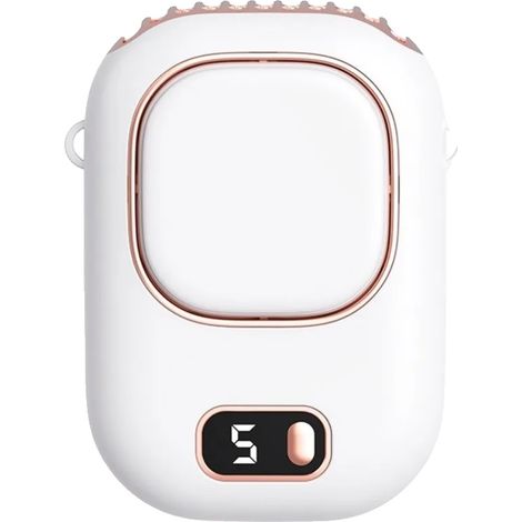 Ventilatore da collo, ricaricabile tramite USB, design portatile, BIANCO (1/2)
