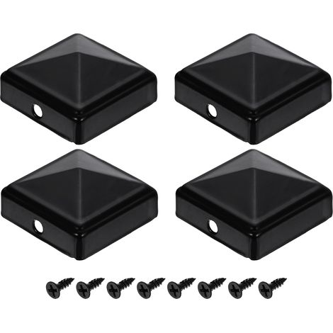 4 chapeaux de poteau, chapeau de colonne carrée 40 mm/1,57 pouce, couvre-poteau pyramidal en fer étanche avec vis pour clôture en métal ou bois, terrasse, boîte aux (1/5)