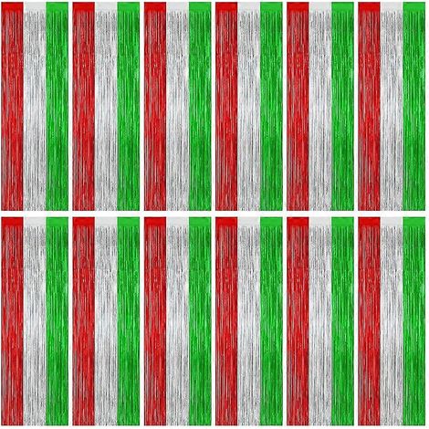 Set aus 12 weihnachtlichen Dekogirlanden (78,74 x 39,37 Zoll), Fransenvorhängen, Hängedekorationen. (1/5)
