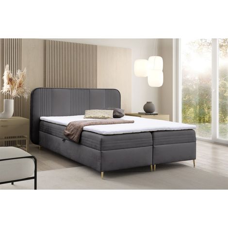 Boxspringbett Schlafzimmerbett ALIZE 180x200cm Stoff Fresh Grafit (1/5)