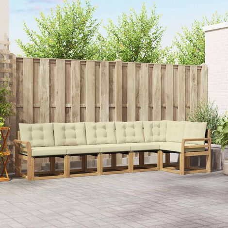 vidaXL Outdoor-Sofagarnitur mit Kissen 6 pcs Weiß und Creme (1/5)