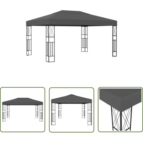 Tonnelle Barnum de Jardin, Pavillon, Pergola, Tente de jardin, 3x4 m Anthracite Tissu OIB2026E (1/5)