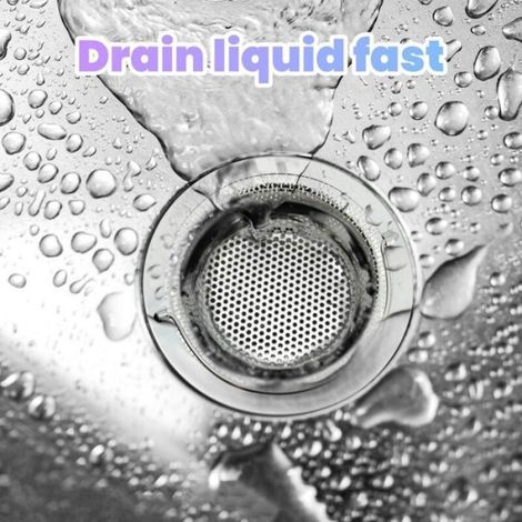 Lot de 2 crépines d'évier avec poignée, grand panier de vidange en acier inoxydable avec filtre alimentaire (1/5)