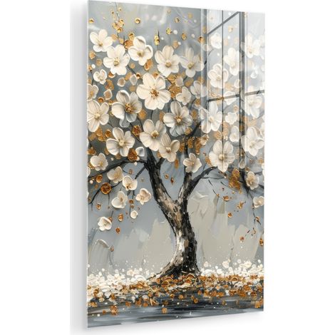 CUADRO DE METACRILATO Árbol - Flores - Blanco - Naturaleza - Arte Cuadros Para Dormitorio 60x90 (1/5)