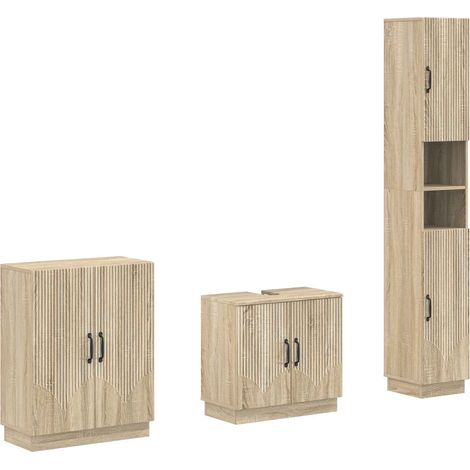 Maison Exclusive - Set di armadietti da bagno in 3 pezzi HOORN Rovere Sonoma (1/5)